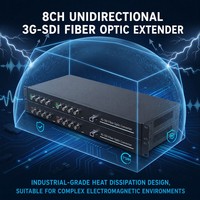 8CH Unidirectional 3G-SDI Fiber Optic Extender 1080P 60Hz 1U Rackmount SC Port Konverter Video Tanpa Kehilangan Data untuk Siaran