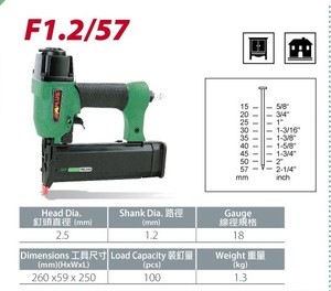 Pistola Neumática para Clavos de Concreto APLUS F1.2/57, 18GA, 57MM, con Vástago de 1.2mm, Aleación de Aluminio - Product Image 2