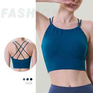 สปอร์ตบราสำหรับผู้หญิงมาใหม่เสื้อชั้นในคอแบบมีจีบยืดหยุ่นสูงมีความยืดหยุ่นสูงมีสายคล้องคอเสื้อกล้ามใส่วิ่งเล่นโยคะฟิตเนส - Product Image 4