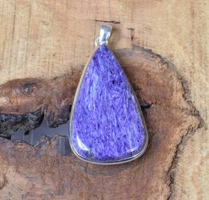 จี้รูปไข่ทำมือจากชาโรอิท เงินแท้ 925 เครื่องประดับอัญมณี สร้อยคอผู้หญิงและเด็ก ดีไซน์หรูหรา ขายส่ง - Product Image 1