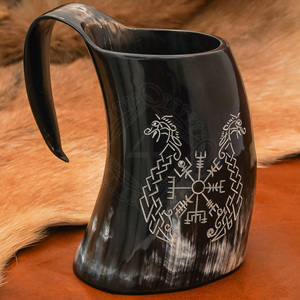 Hand Carved Viking Buffalo Horn <b>Mug</b> for Gifting, Authentic Medieval Beer Tankard, Handmade Viking Drinkware for Bars & Parties - Product Image 4