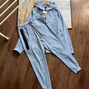 2025 nouveau Logo personnalisé Tech polaire à capuche veste hommes Jogging deux pièces ensemble costume vêtements de sport survêtement décontracté hommes costumes - Product Image 6