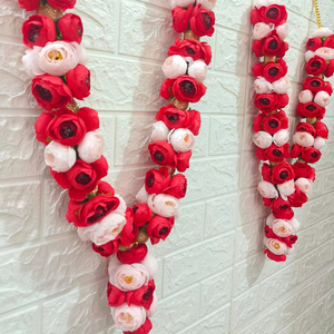 Ensemble de Varmala de mariage traditionnel à fleurs de pivoine, guirlande florale indienne, paire, mariée, marié, Jaimala, Sagan Mala, Honor Mala, artificiel - Product Image 1