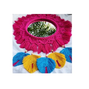 Top Arrivées Macramé Mur Monté Miroir À La Mode Looks Finition Naturelle Décoration De Noël Pour Salon Ménage Conception - Product Image 5