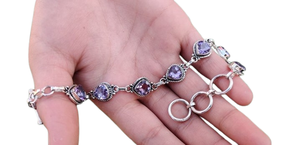 925 argent massif classique Bracelet bijoux pour femmes 925 argent Sterling améthyste pierre précieuse Style Boho Bracelet fait main cadeau - Product Image 3