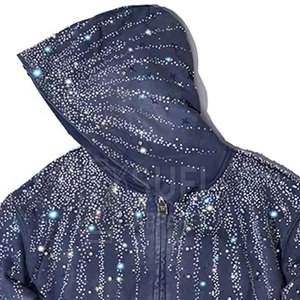 Sweat-shirts à capuche en coton 100% de haute qualité à étiquette privée, avec strass, couleurs et logo personnalisés, commandes en gros, écologiques et respirants - Product Image 3