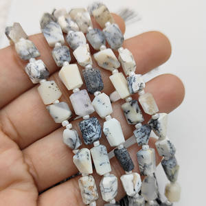 ลูกปัดโอปอลเดนไดรต์ทรงนักเก็ตขนาด 10-12 มม. ลูกปัดทรงนักเก็ตเจียระไนเป็นรูปทรง  ร้อยเป็นเส้นสำหรับทำเครื่องประดับ  โอปอลเดนไดรต์จำนวนมาก  18-20 เม็ดต่อเส้นยาว 8 นิ้ว - Product Image 4