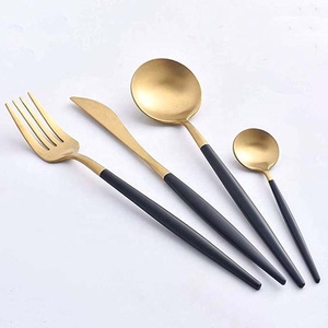 Ensemble de couverts en acier inoxydable plaqué or au design royal moderne Couverts uniques de haute qualité à plusieurs poignées Restaurant de mariage scolaire - Product Image 2