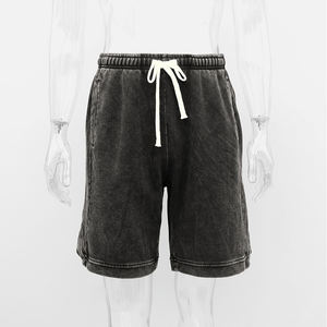 Short d'été unisexe délavé à l'acide 100% coton French Terry Streetwear Vêtements pour hommes vierges avec motif solide Vente en gros - Product Image 3