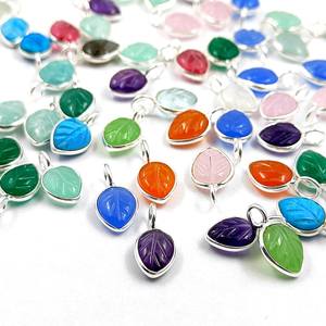 Pendentif sculpture feuille aigue-marine 10mm pierre précieuse en argent Sterling plaqué or pendentif fait main pour la fabrication de bijoux femmes breloque en vrac - Product Image 5