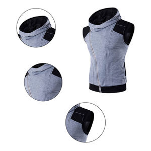 Men's <b>Summer</b> Sleeveless Zipper <b>Hoodie</b> Gym Fitness Training Running Wear Lightweight Fleece with Printed Pattern Size 6XL - Product Image 6