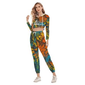Chándales con capucha para mujer, diseño de Sudadera corta con capucha y estampado personalizado por sublimación - Product Image 5