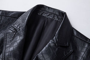 Veste en cuir pour hommes de qualité supérieure la plus vendue 100% cuir de vachette de qualité supérieure peau de crocodile vestes pour hommes élégantes et durables - Product Image 4