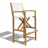 Chaise de bar d'extérieur en bois massif moderne de luxe, chaise de réalisateur portable avec siège en tissu blanc pour plage, club, bord de piscine, salon, salle de sport