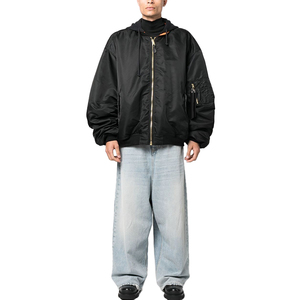 แจ็กเก็ตบอมเบอร์กันลมสำหรับผู้ชาย, แจ็คเก็ตลำลองทรงหลวมกระดุมเม็ดเดียวเสื้อ100% โพลีเอสเตอร์ - Product Image 3