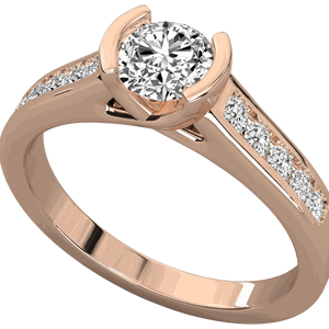 Bague solitaire de créateur demi-ronde en diamant rond pour elle - Product Image 3