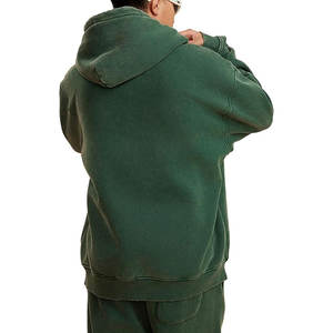 เสื้อมีฮู้ดผู้ชายฟอกสีกรด/เสื้อมีฮู้ดป้ายไหล่ฮิปฮอปขนาดใหญ่แฟชั่นทรงหลวม - Product Image 4