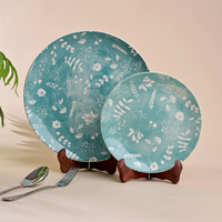 Service d'assiettes de luxe moderne en porcelaine Darla écologique bleu ciel – Design haut de gamme, résistant au lave-vaisselle, commande en gros