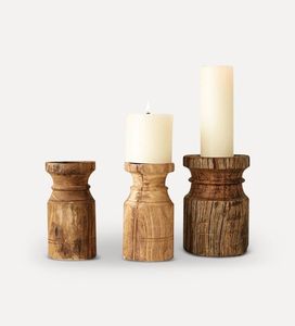 Juego de portavelas de madera de estilo moderno para Navidad, decoración de sala de estar de granja hecha a mano con tamaños personalizados - Product Image 1