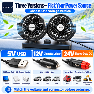 Ventilatore per Auto a Doppia Testa Personalizzato all'Ingrosso, 5V 12V 24V, Ventilatore di Raffreddamento a Due Velocità Regolabili per Cruscotto Auto, SUV, Camion, <span class=keywords><strong>Furgone</strong></span>, Interni Veicoli - Product Image 5