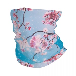 Custom Cotton Branch Bandana <strong>Neck</strong> Gaiter Floral Cherry Blossom Balaclava Warmer for <strong>Winter</strong> Hiking &amp; Camping <strong>Wrap</strong> Scarf