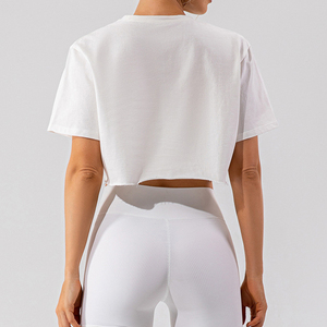 Camiseta extragrande de verano de alta calidad para mujer, camiseta de manga corta para entrenamiento de gimnasio, ropa de Yoga, camiseta de manga corta - Product Image 4