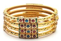 Brazaletes de Latón Dorado a la Moda, Elegantes Brazaletes Indios para Exhibición, Chapados, Duraderos, Diseño Personalizable, para Bodas