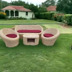 Meubles de canapé de loisirs en rotin de luxe élégants meubles de canapé en rotin tissé ensemble de chaise rembourrée avec table pour salon patio jardin - Product Image 5