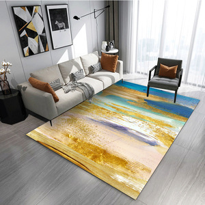 Tapis d'intérieur en velours cristal lavable en machine, taille personnalisée, avec fond à pois, motif abstrait moderne personnalisé pour chambre à coucher - Product Image 1