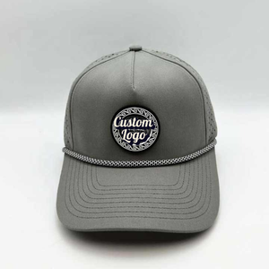 หมวกแก๊ปแบบ 5 ชิ้น ตัดด้วยเลเซอร์ กันน้ำ พร้อมเชือกผูก ปรับขนาดได้  ปักโลโก้ยางตามสั่ง เหมาะสำหรับวิ่งและตีกอล์ฟ - Product Image 1