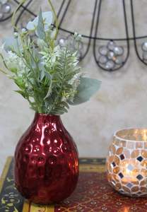 ดอกบานโลหะขัดเงาทรงค้อนลายดอกดูเบิลใหม่แจกันเงางามพร้อมฐานแม่เหล็กสำหรับตกแต่งบ้านและสำนักงานร่วมสมัย - Product Image 6