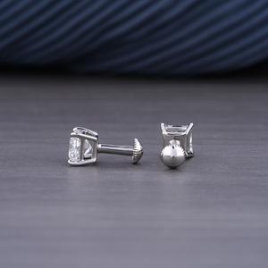 Boucles d'oreilles clous 2 TCW, diamant de laboratoire taille princesse, or blanc plaqué rhodium, sertissage clos, certifié IGI, cadeau pour femme - Product Image 3