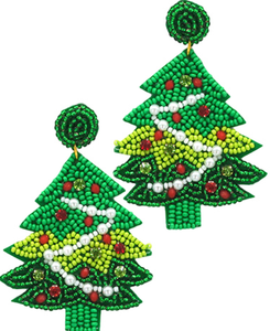 Boucles d'oreilles d'arbre de Noël de conception personnalisée de haute qualité broderie perlée élégante pour les filles et les femmes boucles d'oreilles de mode - Product Image 4