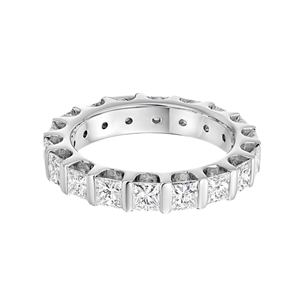 Anillo de Eternidad con Diamante Cultivado en Laboratorio en Forma de Princesa, Claridad VVS-VS y Color DEF, Oro Amarillo, Rosa y Blanco de 14K - 18K - Product Image 3