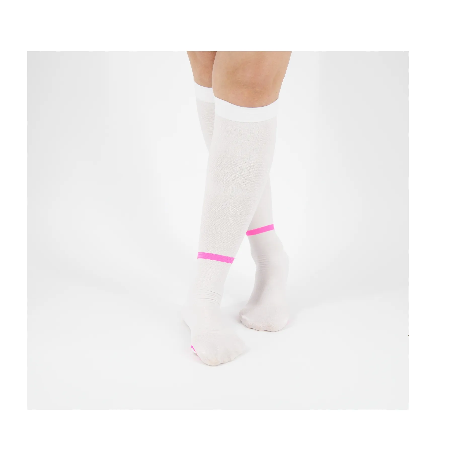 Anti dvt 1000embolism medical knee high compression stockings -knee high - White and Pink export from Vietnam