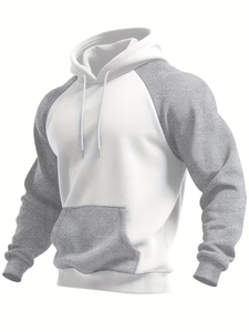 Sweat-shirt uni à col ras du cou pour hommes-Tissu tricoté à manches longues en polyester mélangé de style mature, coupe régulière légèrement extensible et confortable - Product Image 2