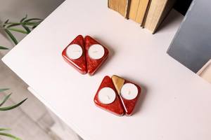 Porte-bougie en résine et bois artisanal, décoration de table, bougeoir pour bougie chauffe-plat, forme personnalisée, maison, bureau, hôtel - Product Image 2