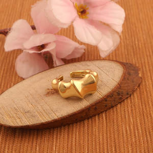 Anillo llamativo de bambú, joyería de metal liso de latón macizo, anillo de diseñador para fiesta, chapado en oro de 18 quilates para mujer, anillos ajustables - Product Image 2