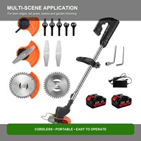 Débroussailleuse sans fil 21V, lame en acier à haute teneur en carbone, batterie au lithium, tondeuse à gazon électrique, coupe-bordures portable
