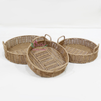 Panier de service Artex Dong Thap, lot de 3, en polyrotin écologique, forme arrondie moderne, style unique, fait main, couleur personnalisée, pour mariage