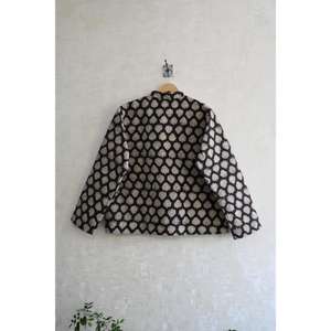 Premium <b>Women's</b> Casual Floral Woven Cotton Block Print Quilted Button <b>Jacket</b> Long Sleeve Lightweight Winter Reversible - Product Image 4