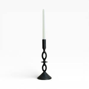 Porte-bougie simple en métal noir moderne avec un design ovale pour une décoration de table minimaliste - Product Image 1