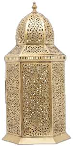 Elegante Farol de Metal con Acabado Dorado, Diseño Compacto con Patrón de Corte Intrincado, Brillo Cálido de Vela para Decoración Festiva del Hogar - Product Image 3