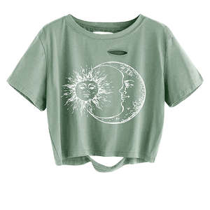 Camiseta Corta Deportiva de Algodón 100% de Alta Calidad con el Mejor Servicio OEM, Camiseta Corta Sexy y Holgada para Mujer, Logotipo Personalizado - Product Image 5