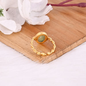 Classic Gemstone 925 Sterling Silver Natural <b>Green</b> Kyanite Oval Shape Gold Plated <b>Ring</b> Adjustable Jewelry Wholesale Manufacturer - Product Image 6