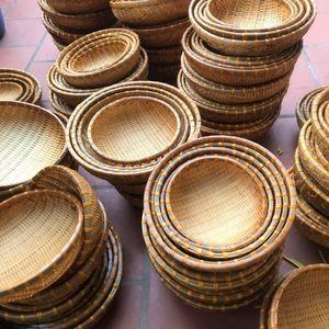 ถาดเสิร์ฟหวายสานธรรมชาติพร้อมที่จับสำหรับอาหารเช้าและชา - Product Image 2