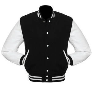 Chaquetas Universitarias de Talla Grande para Hombre al por Mayor, Chaquetas Varsity Personalizadas con Mangas de Cuero y Lana, Chaquetas Escolares de Béisbol con Letras en Blanco - Product Image 1