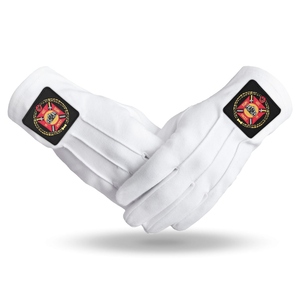 Gants des Templiers en coton blanc avec emblème rouge et noir Carré Patch personnalisé Commande historique Produit haut de gamme - Product Image 1