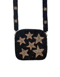 Handmade Black Gold Box Bag Purse with Stars Beading & Zipper Closure Unique Polyester Embroidery <b>Gift</b> <b>for</b> <b>Her</b> - Product Image 3