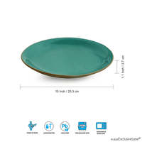 Ensemble de 6 assiettes à dîner de 10 pouces en céramique émaillée à la main 'Turquoise terreux', compatibles micro-ondes, durables, personnalisables pour les hôtels